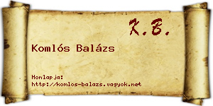Komlós Balázs névjegykártya